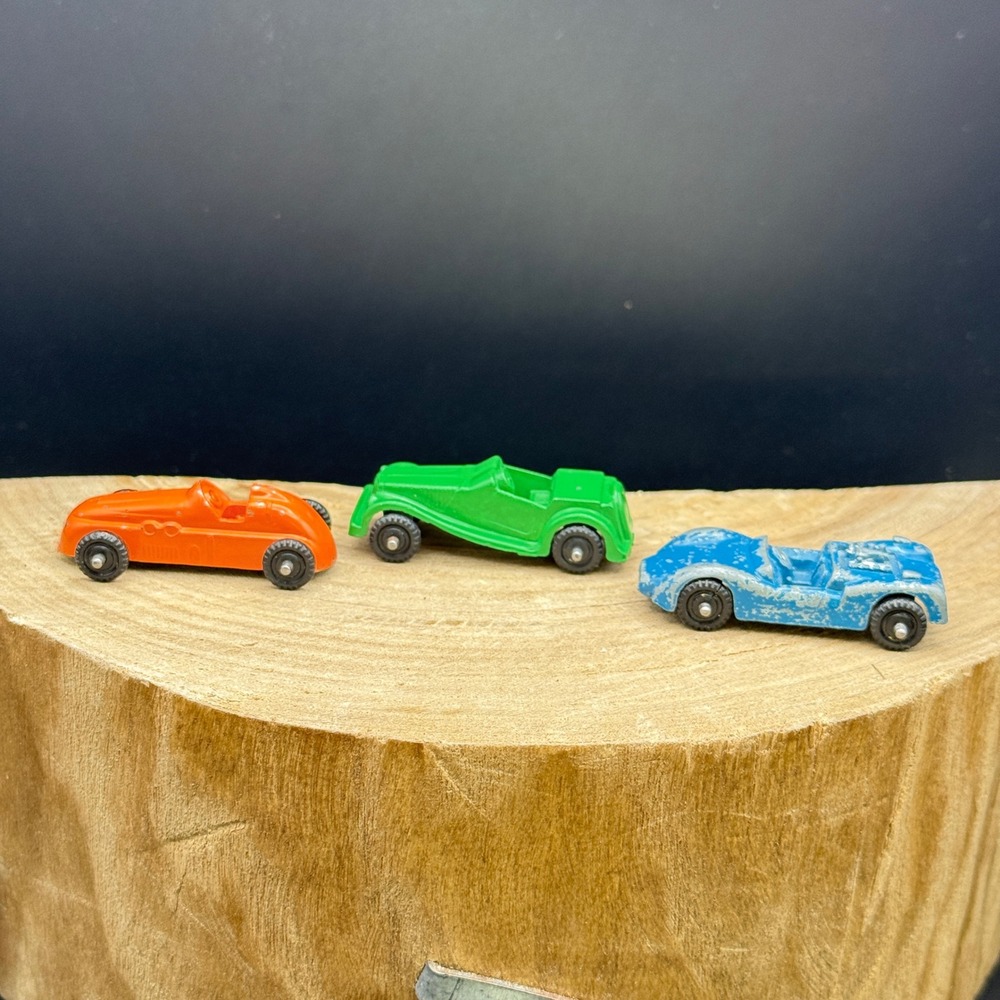 Vintage Midgetoy Diecast Toy Cars Lot of 3 Orange Green Blue Miniature Vehicles